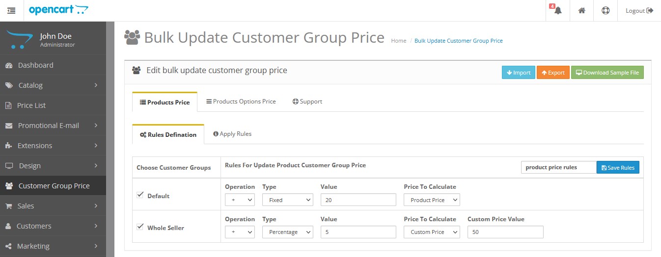 Customer Group Price